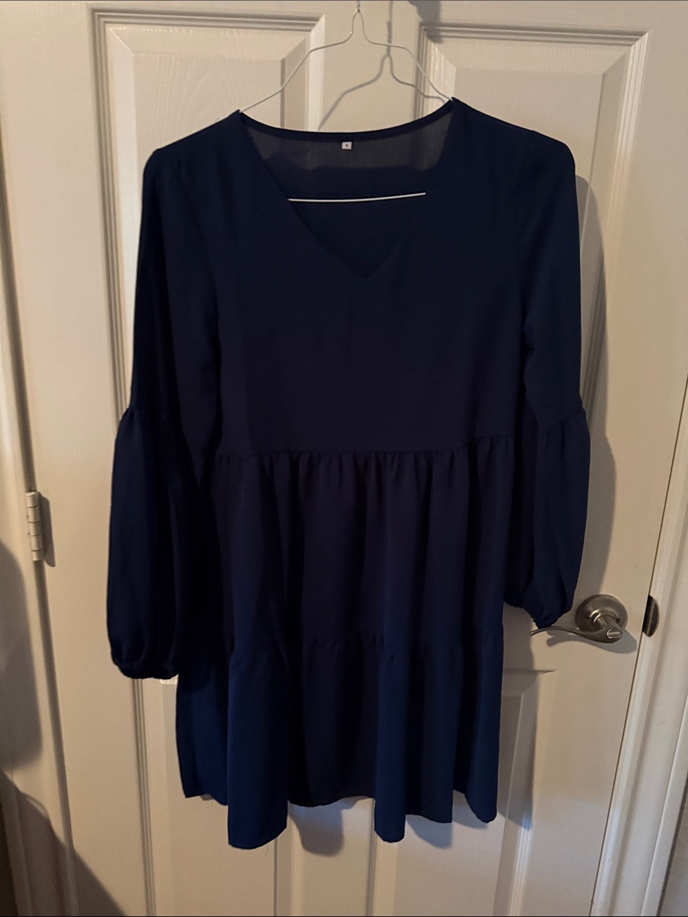Women's Navy V-Neck Tiered Dress